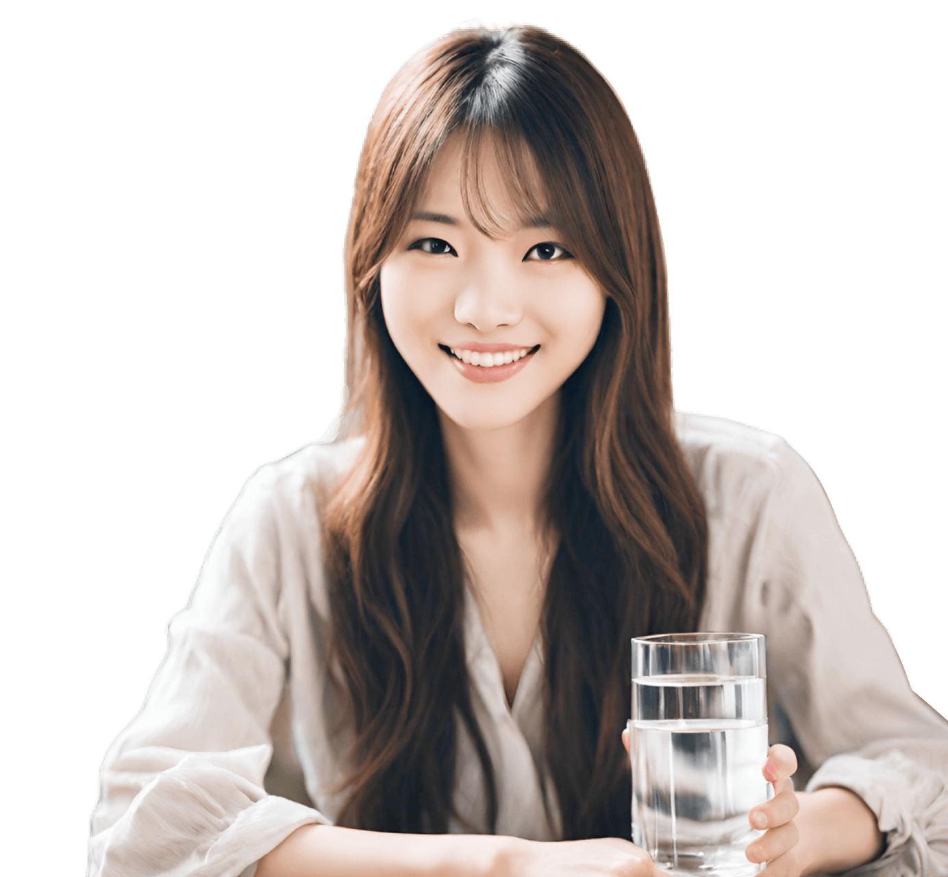 女性がコップを持っている